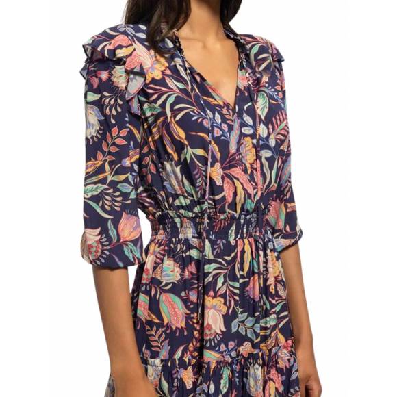 NEW SHOSHANNA addison dress in navy/pink multi - Picture 2 of 3